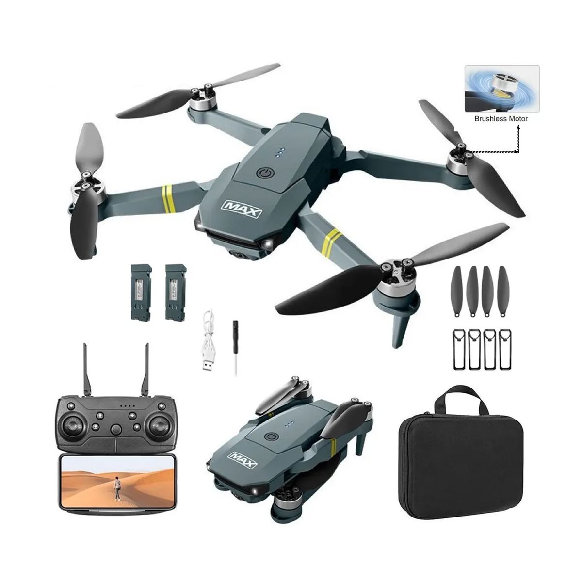 JON DI GROUP SAS - Drone 998 Motor Brushless Evolution Dual Cámara 720p Estuche 2 Batería