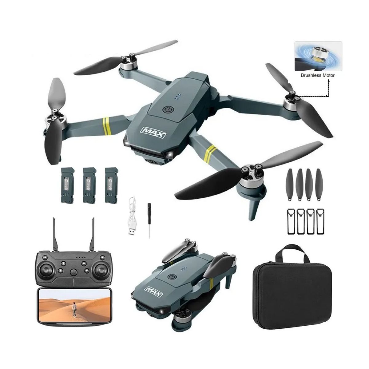 JON DI GROUP SAS - Drone 998 Motor Brushless Evolution Dual Cámara 720p Estuche 3 Batería