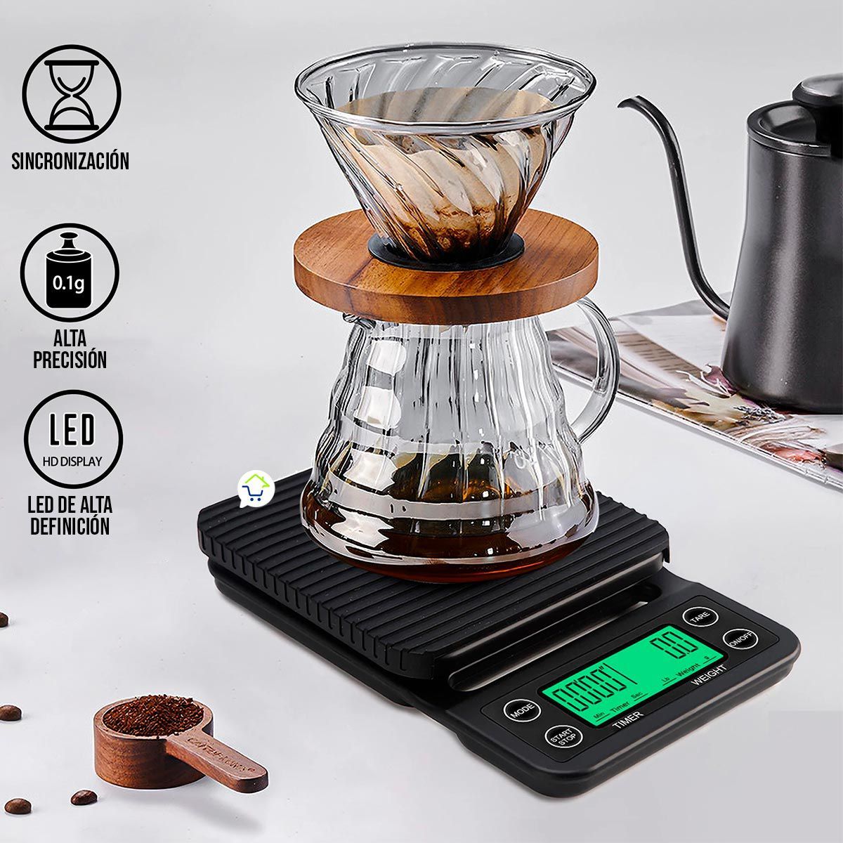 COMPRALOENCASA COM - Gramera Digital Para Café Con Temporizador LED Profesional Bp122