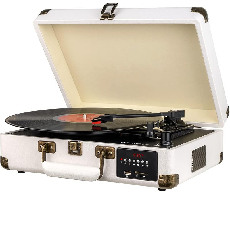 GENERICO - Tocadiscos Reproduce y Graba Vinilos con altavoces Bluetooth Radio FM USB