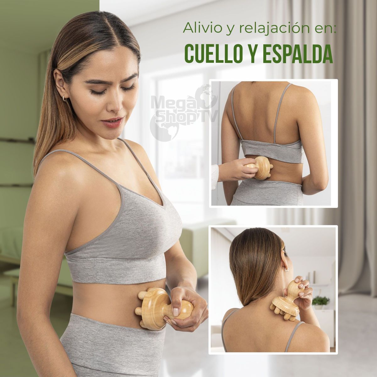 STYLE STARS - Masajeador Madera Cuerpo y Rostro Champiñón Profesional
