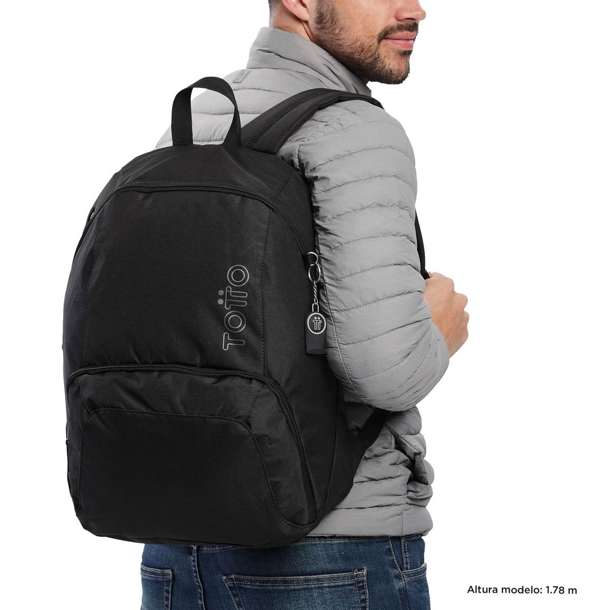 TOTTO - Morral Universitario Ometto Negro Unisex Con Organizador