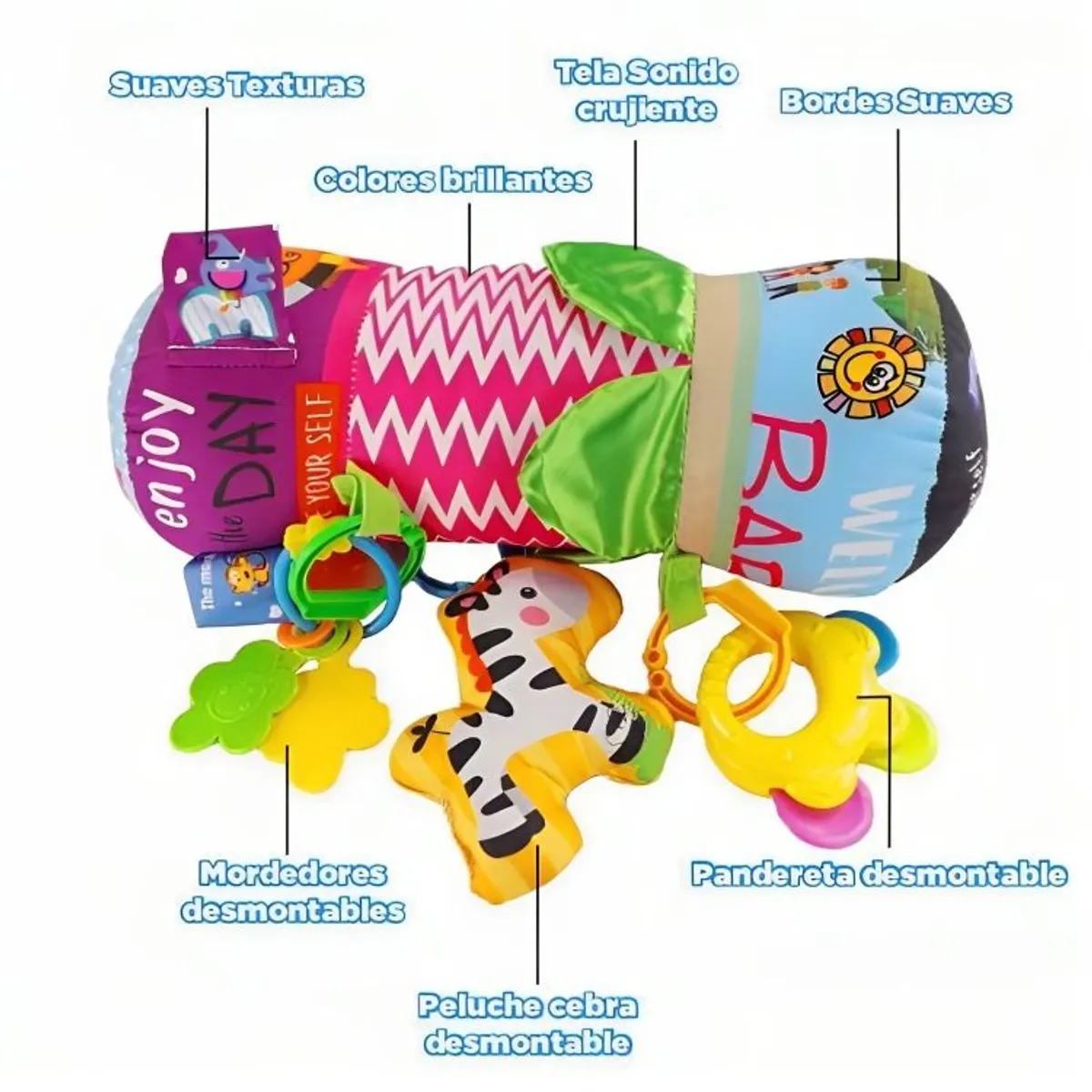 JUGANDO Y EDUCANDO - Almohada Rosada Para Bebe Estimulacion Para Gateo