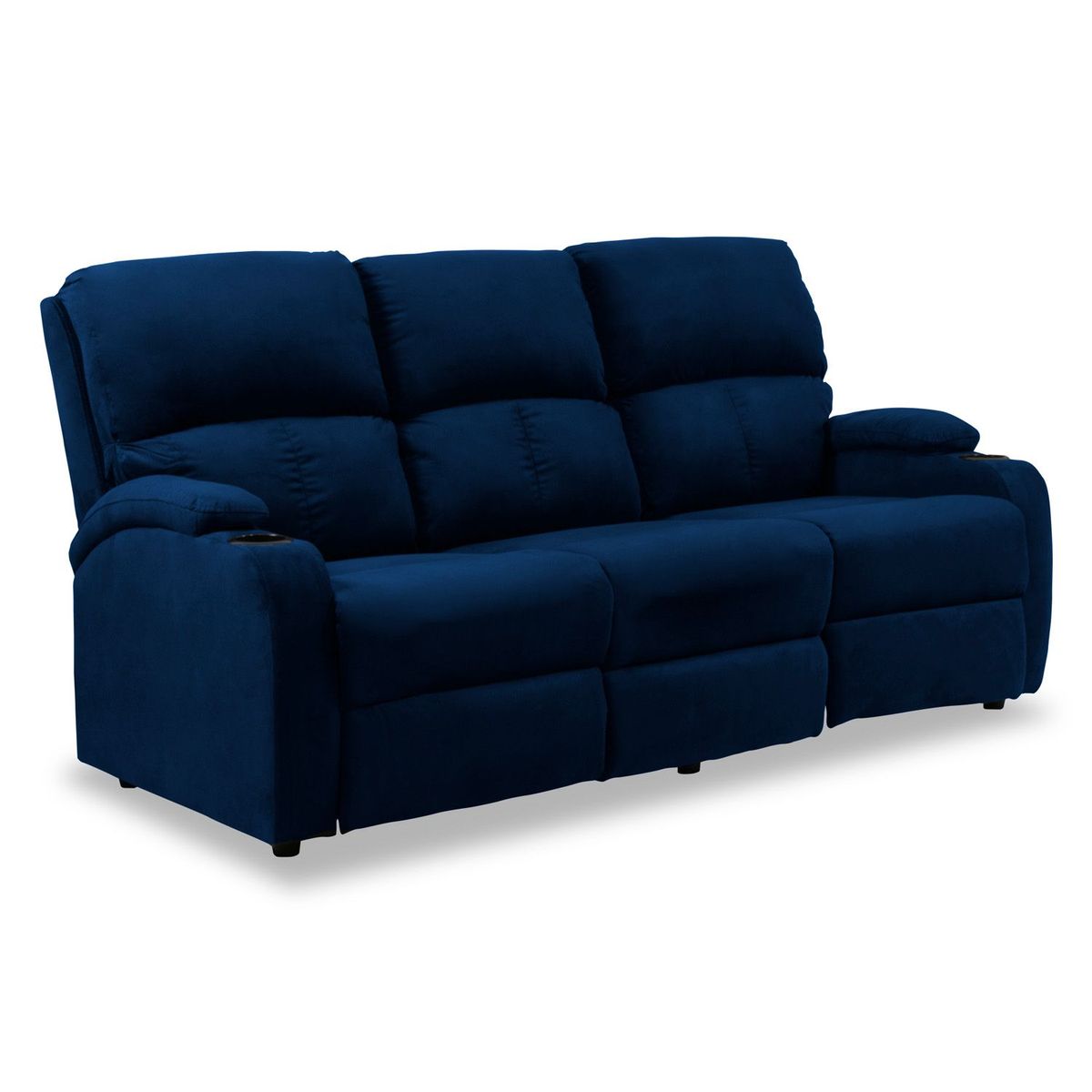 MICA - Sofá Reclinable Moderno Tela 3 Puestos Push Arm New Rest 189 x 92 x 95 cm Azul Mica - Mueble - Mueble