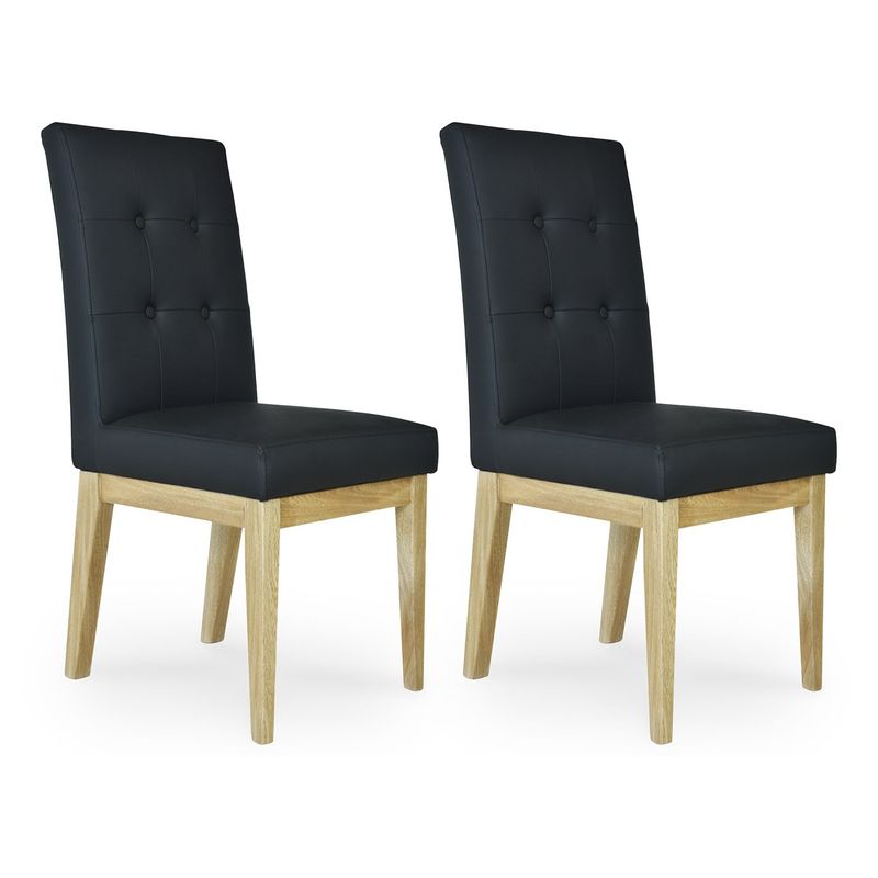 ELITE LIVING - Set x2 Sillas de Comedor Porto Madera Roble Flor morado - Cuero sintético