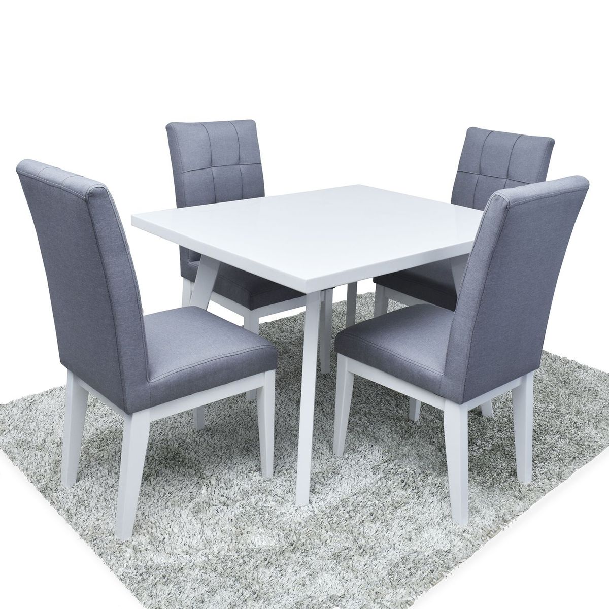 ELITE LIVING - Juego de Comedor 4 Personas Turín Madera Roble Flor morado - Microfibra Antifluidos - Mueble - Mueble