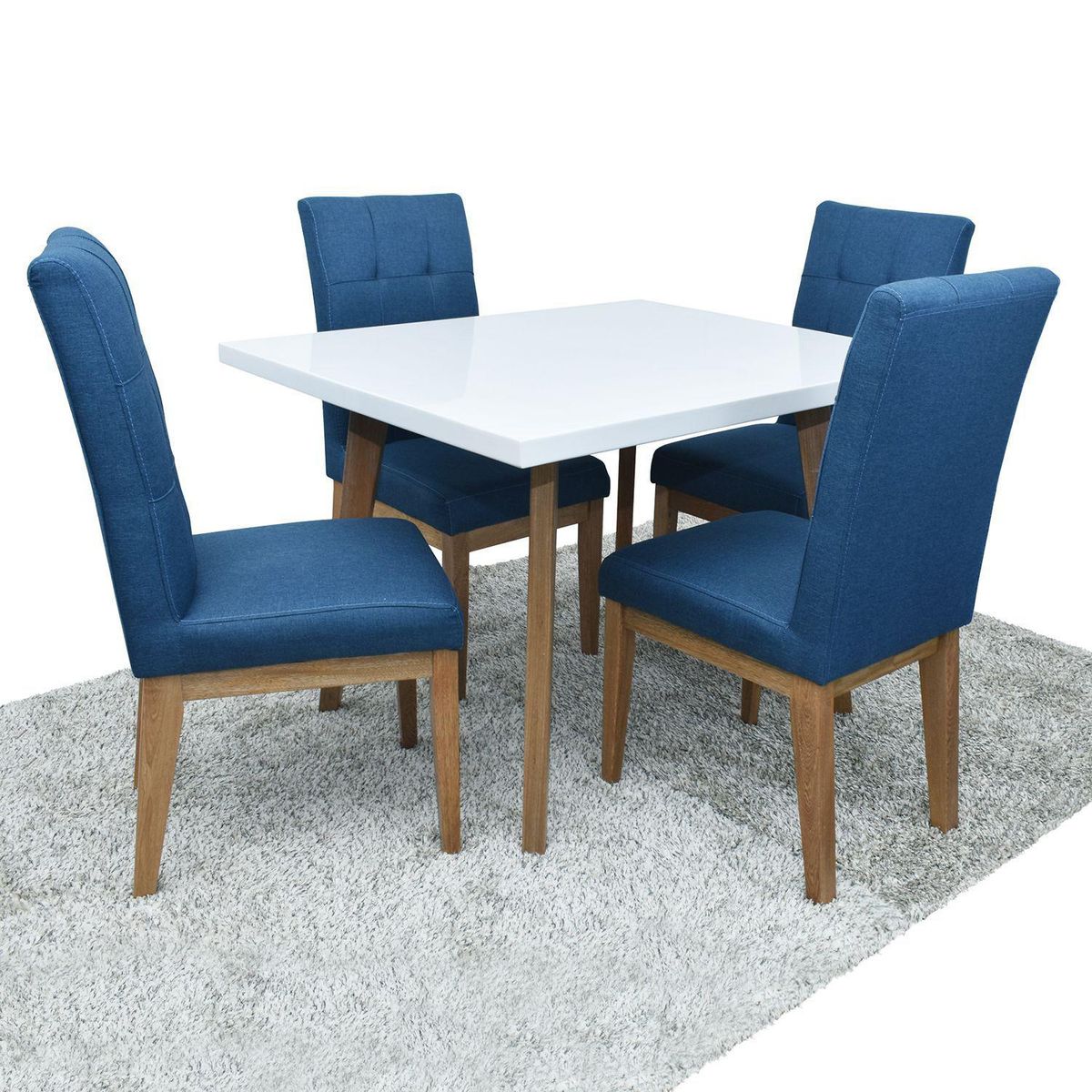 ELITE LIVING - Juego de Comedor 4 Personas Turín Madera Roble Flor morado - Microfibra Antifluidos - Mueble - Mueble