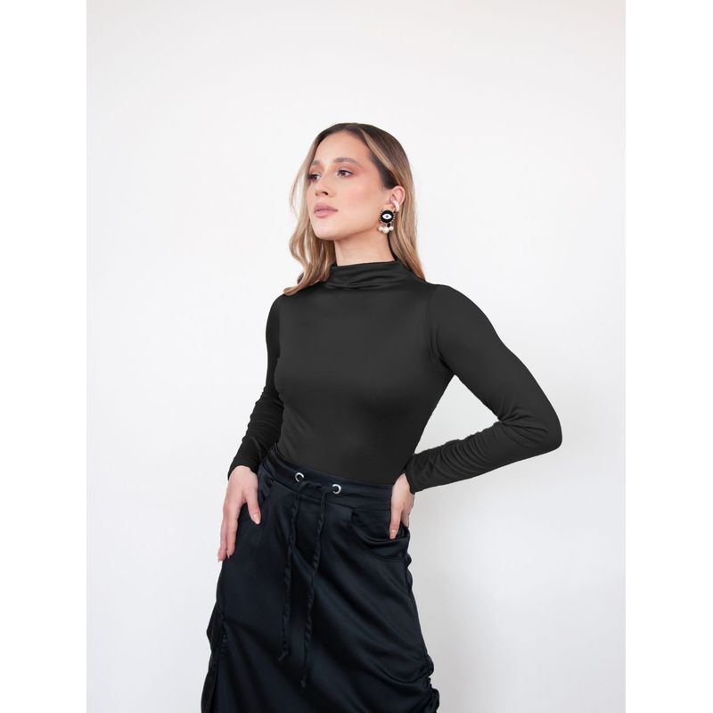 MOLGOA - Body Para Mujer Cuello Medio Negro - Cleo Negro