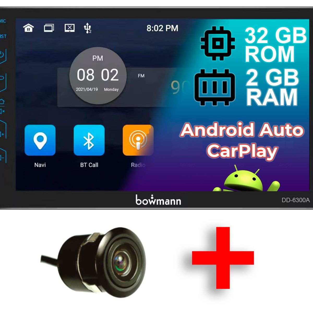BOWMANN - Radio Carro Android 11 2 + 32Gb GPS Bluetooth Pantalla 7'' HD Bowmann