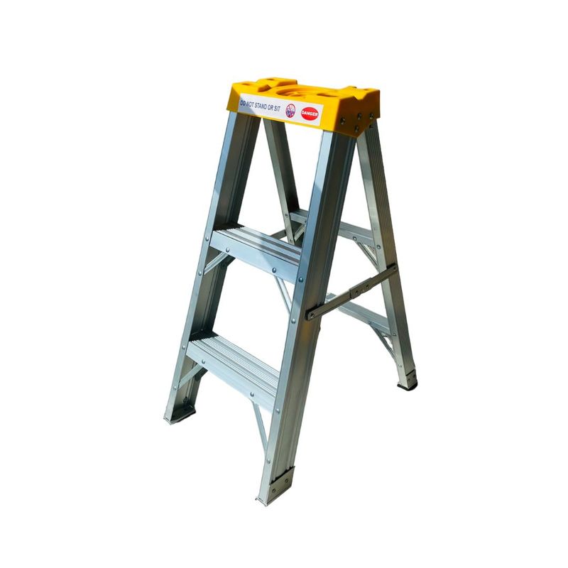 GENERICO - Escalera Tijera En Aluminio Uso Industrial de 3 Pasos 86cm 150kg