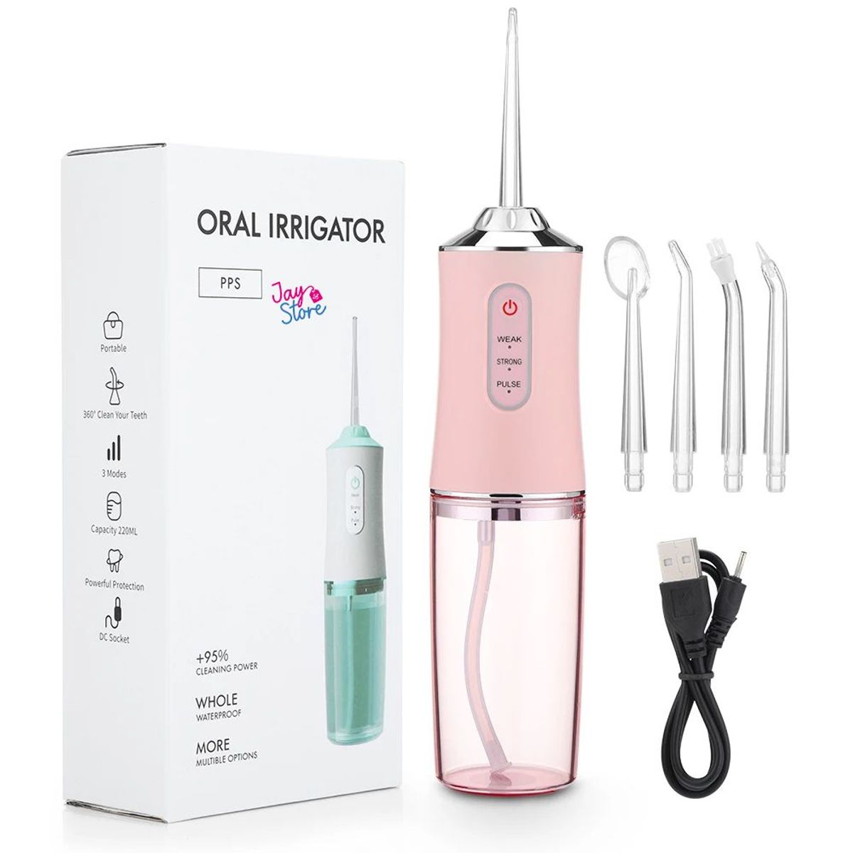 JAYSTORE - Irrigador Oral Recargable Limpiador Dental Higiene Cuidado Bucal IPX7