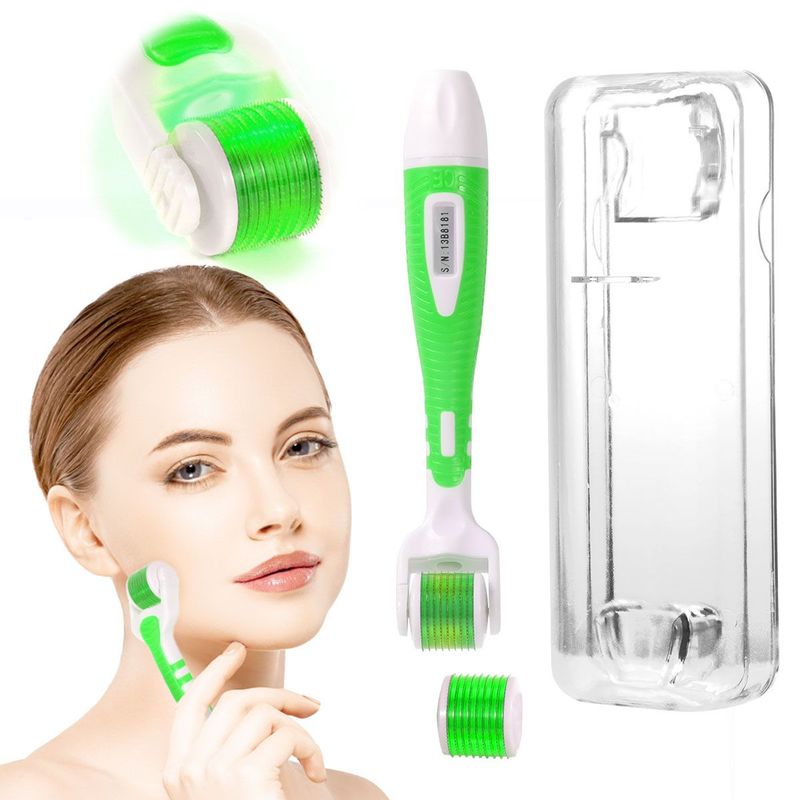 CARER SPARK - 0.5mm Microaguja Facial De Derma Roller Con 540 Pines Led Verde