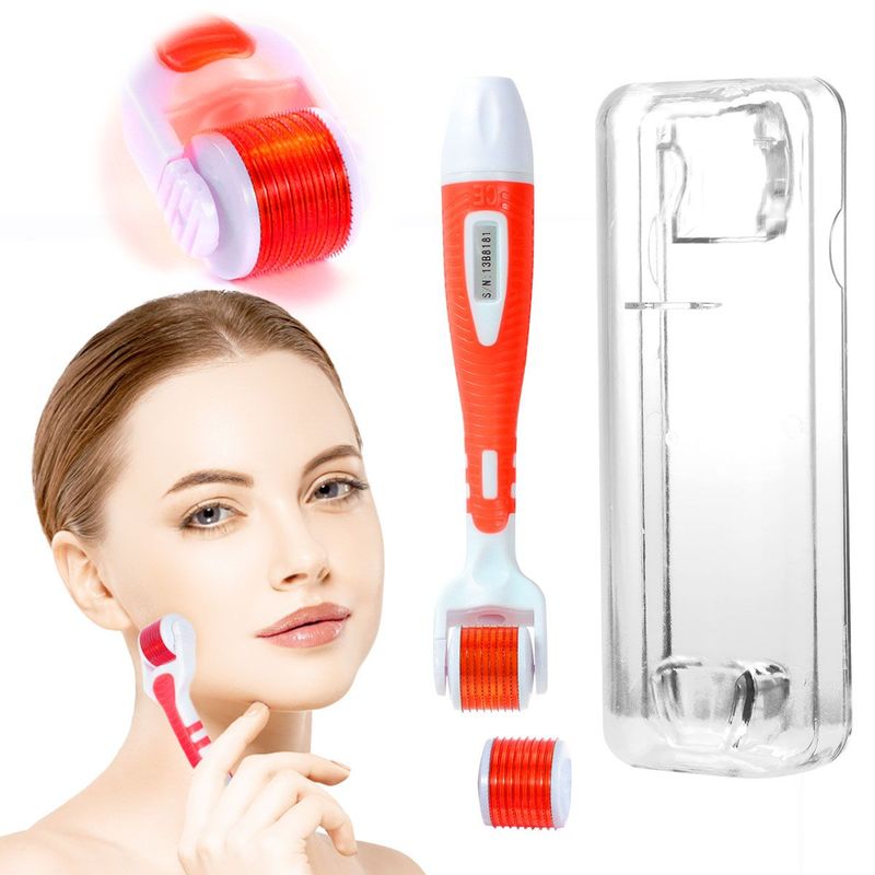 CARER SPARK - Derma Roller 0.5mm 540 Pines Microagujas Faciales Con Led Rojo