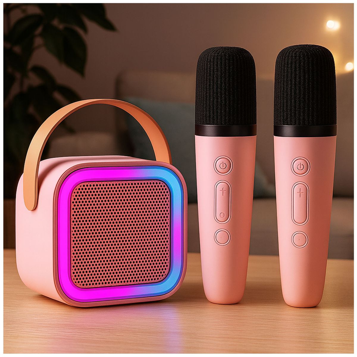 ONE PIXEL - Kit Parlante Y Micrófono Karaoke Para Niños Bluetooth Led