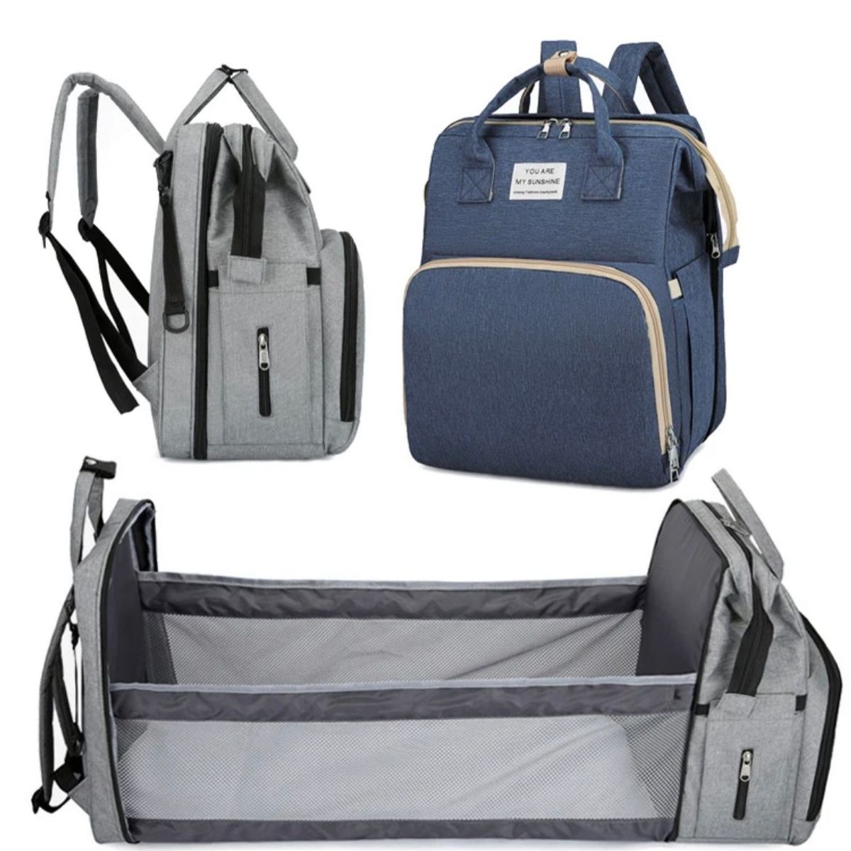 GENERICO - Morral Pañalera Tipo Cuna Con Cambiador De Bebe Plegable