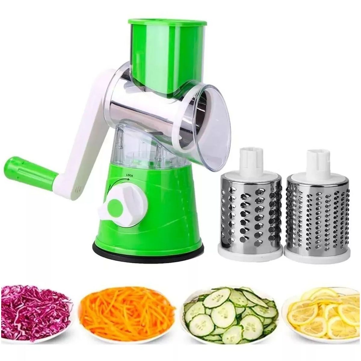 ONE PIXEL - Molino Multiusos Rayador Picador Verduras 3 En 1 Tambores.