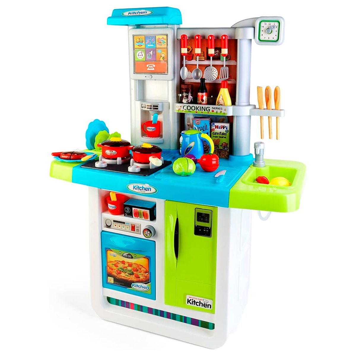 GENERICO - Cocina Grande Nevera Sonidos Agua 50 Accesorios Verde WDA23