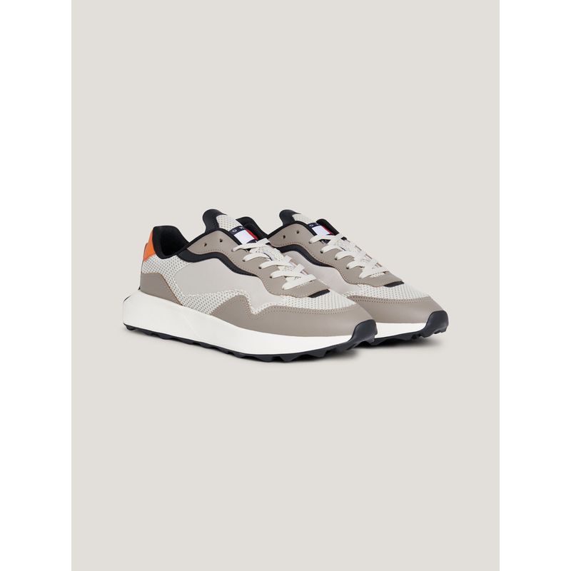 TOMMY HILFIGER - Tenis Estilo Running De Texturas Mixtas Hombre Gris Tommy Hilfiger