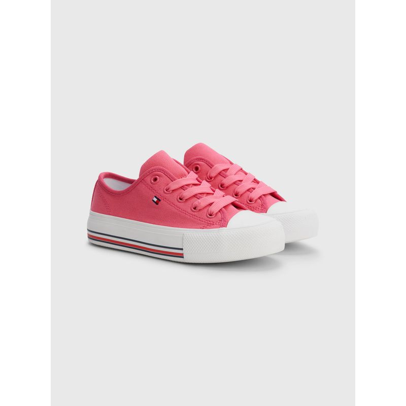 TOMMY HILFIGER - Tenis Con Ojales A Contraste Niña Rosa Tommy Hilfiger