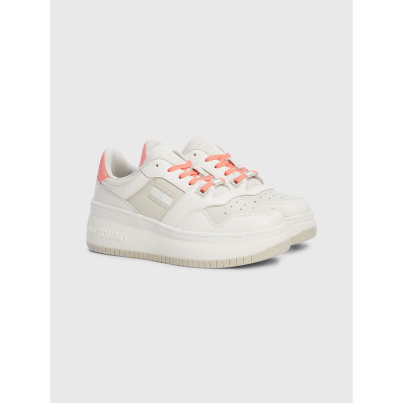 TOMMY HILFIGER - Tenis Beige Retro De Cuero Para Mujer Tommy Hilfiger