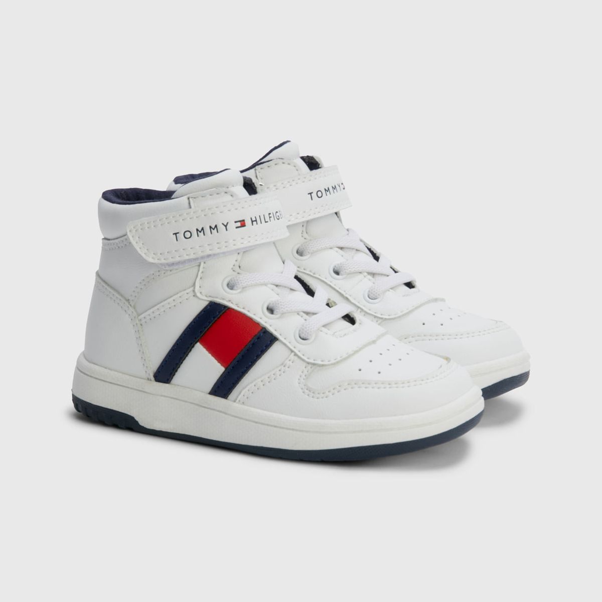 TOMMY HILFIGER - Tenis Altas Con Cordones Y Cierre Velcro Niño Blanco Tommy Hilfiger