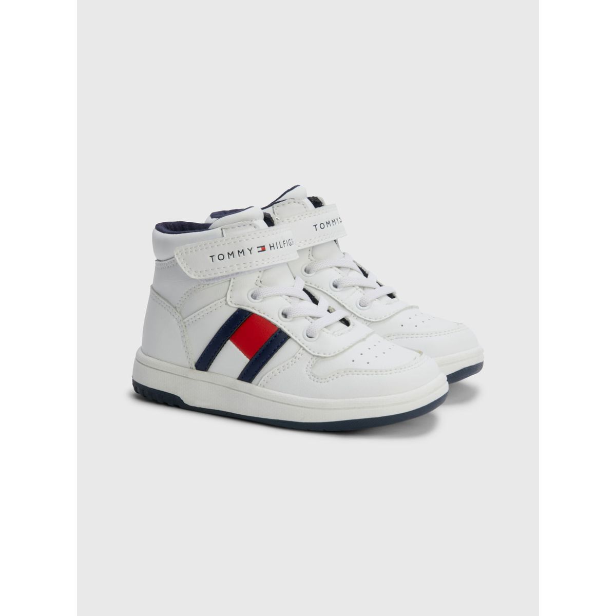 TOMMY HILFIGER - Tenis Altas Con Cordones Y Cierre Velcro Niño Blanco Tommy Hilfiger