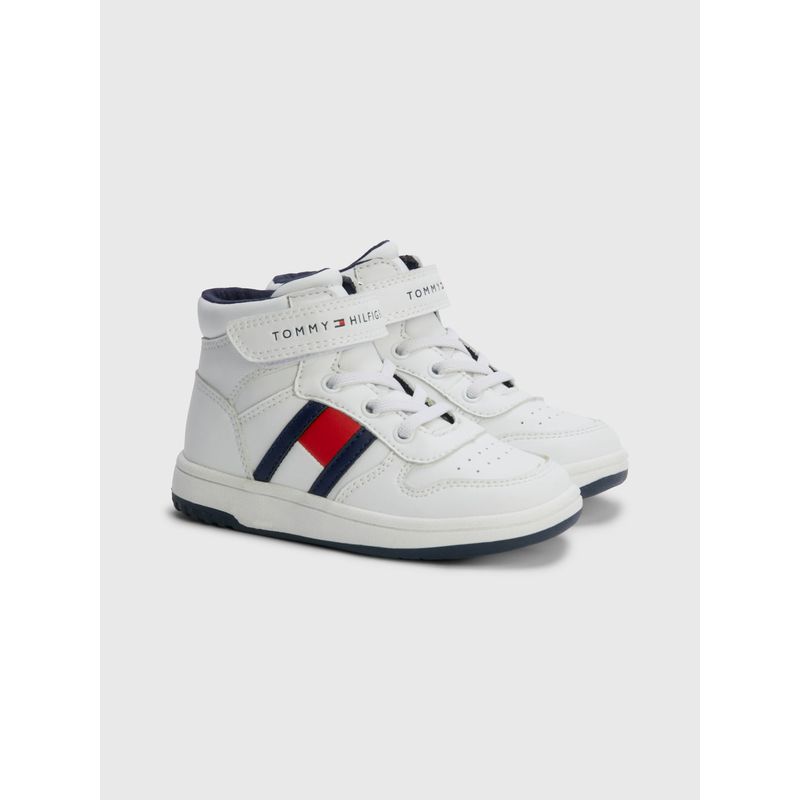 TOMMY HILFIGER - Tenis Altas Con Cordones Y Cierre Velcro Niño Blanco Tommy Hilfiger