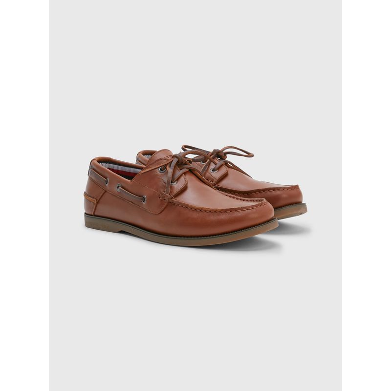 TOMMY HILFIGER - Náuticos Marrones De Cuero Con Cordones Tommy Hilfiger