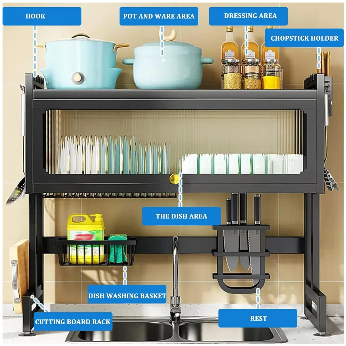 ONE PIXEL - Organizador Y Escurridor Platos Loza Seca Platos 65CM ONE PIXEL