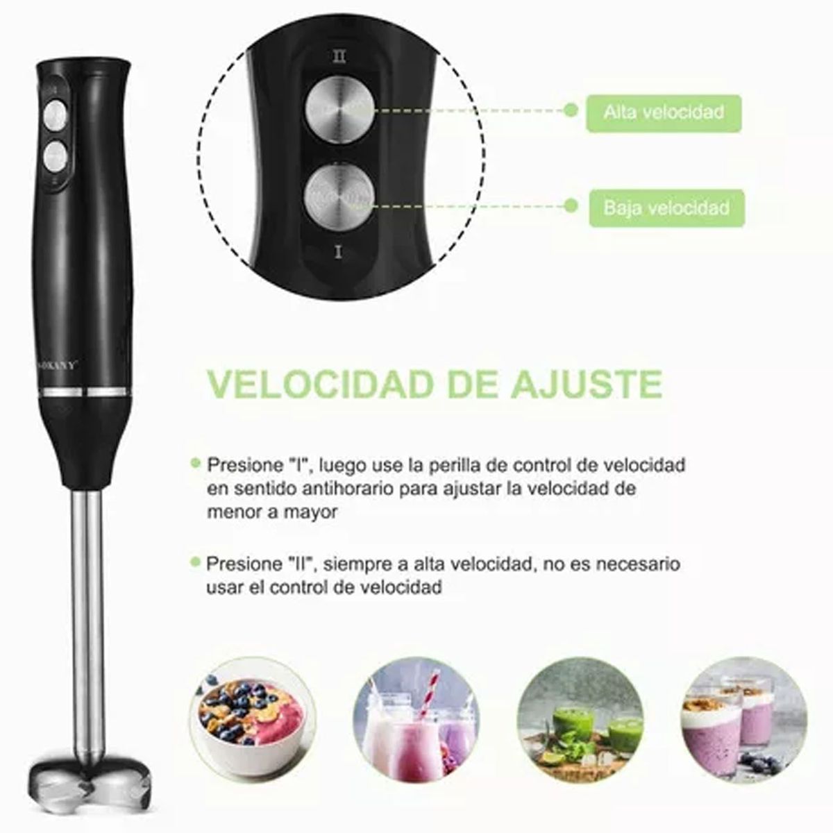SOKANY - Batidora De Inmersión De Mano Multifuncional 4 En 1 500w