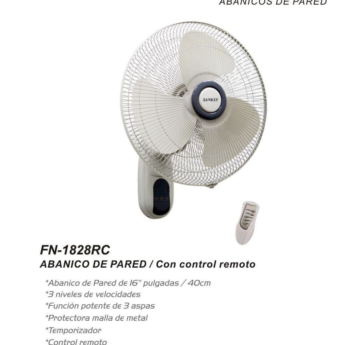 SANKEY - Ventilador de Pared de Alta Potencia a Control Remoto Sankey