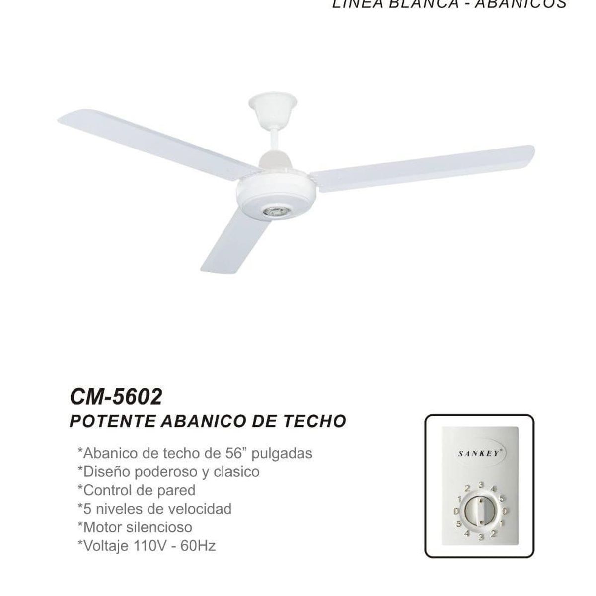 SANKEY - Ventilador de Techo Industrial de 56 Pulgadas Sankey