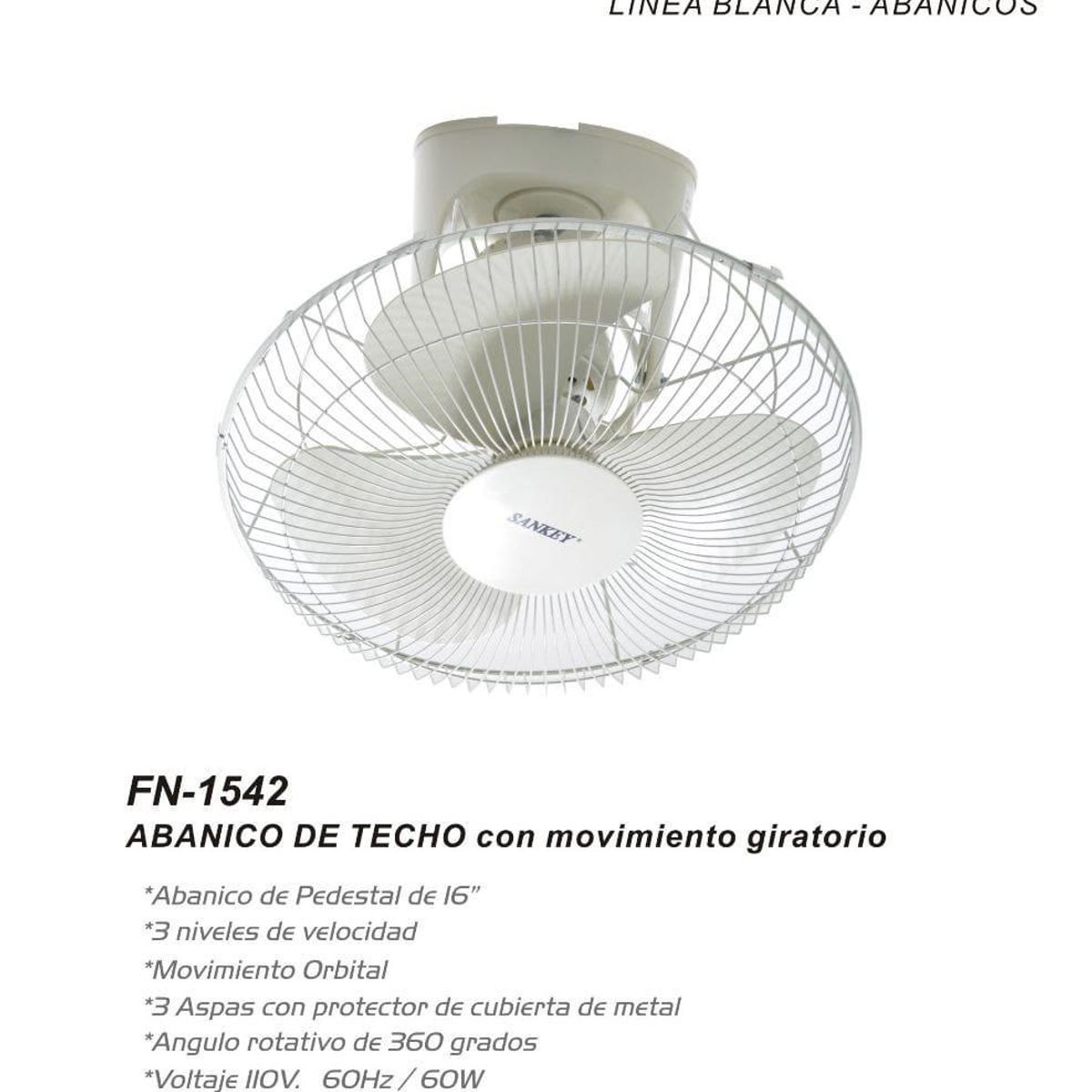 SANKEY - Ventilador de Techo Orbital de 16 Pulgadas Sankey