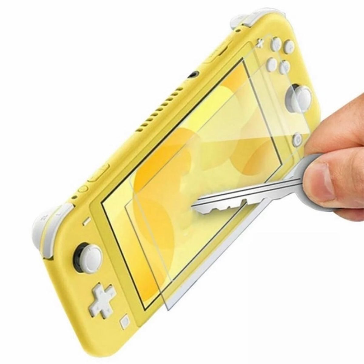 GENERICO - Protector Funda En Tpu Blanca + Vidrio + 2 Grips Para Switch Lite