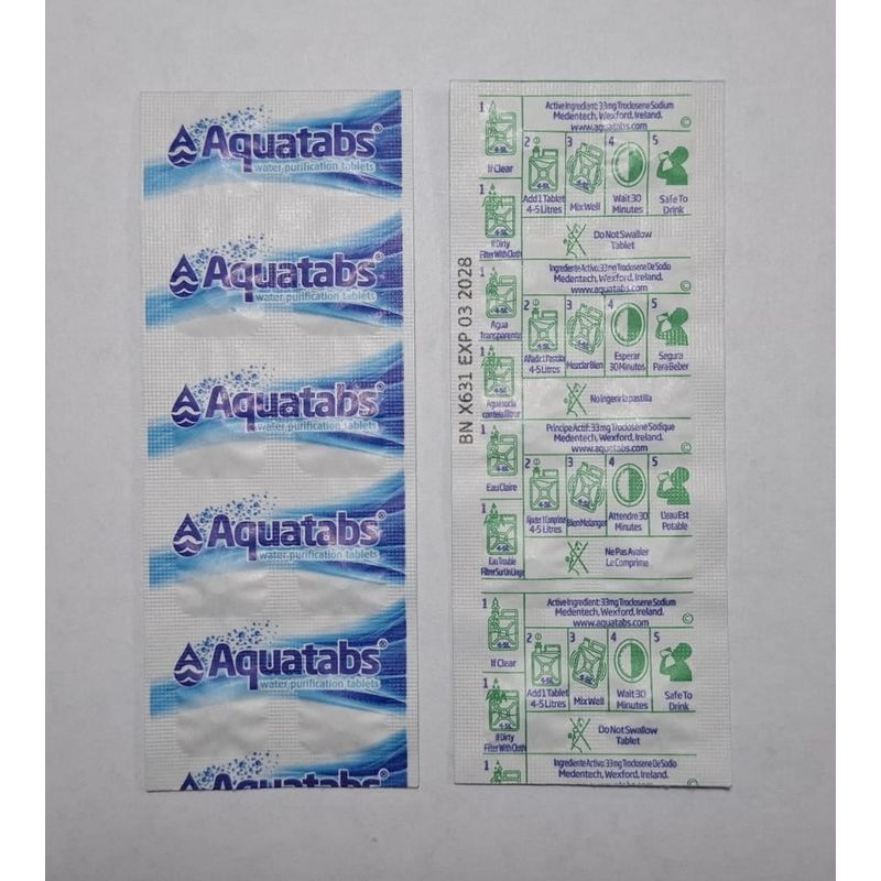 AQUATABS - Tableta Pastilla Purificadora De Agua Aquatabs 1 X 5 Litros
