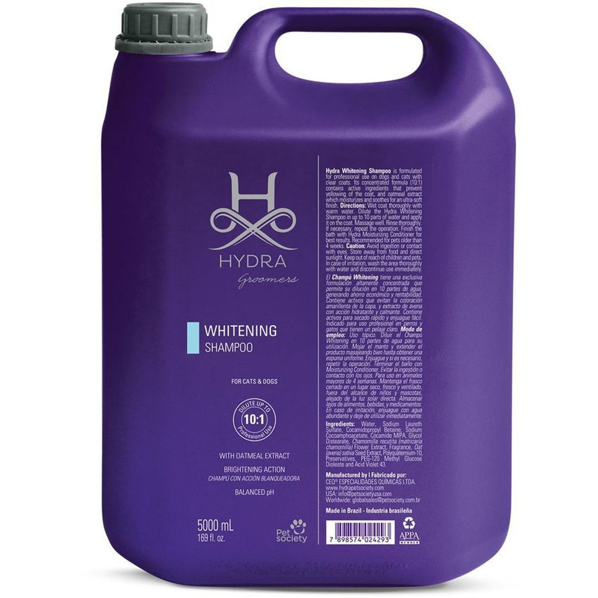 HOLLIDAY - Shampoo Blanqueador Perro Gato Hydra Pro Whitening 5 L
