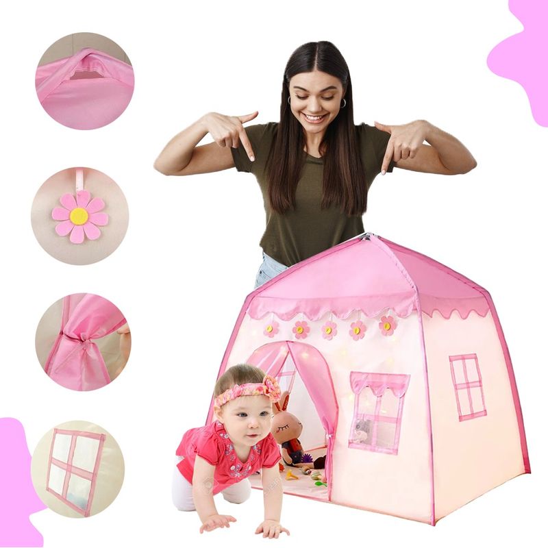 LANZURY IMPORTACIONES - Carpa Castillo Casa Infantil De Niñas Y Niños - ROSADA