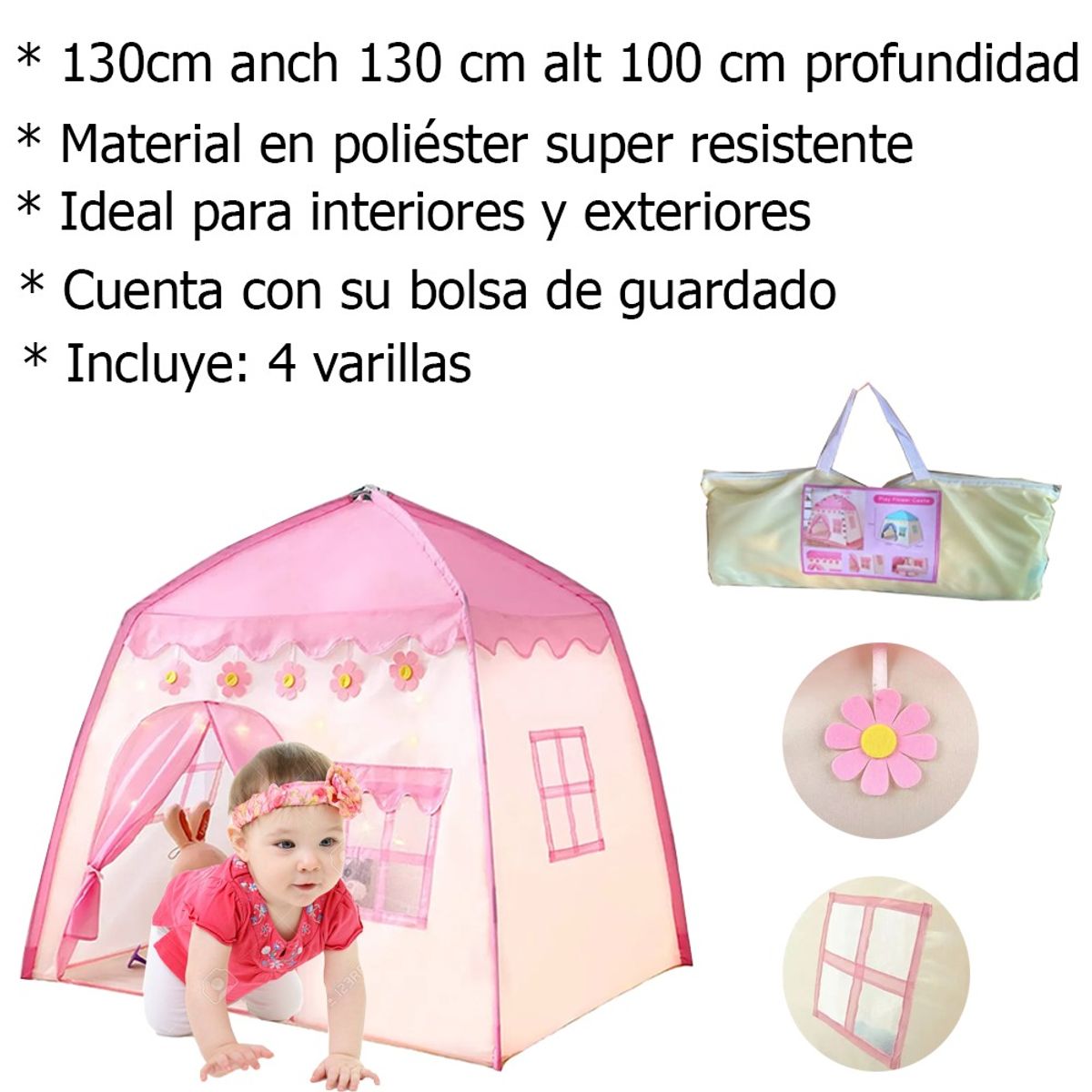 LANZURY IMPORTACIONES - Carpa Castillo Casa Infantil De Niñas Y Niños - ROSADA