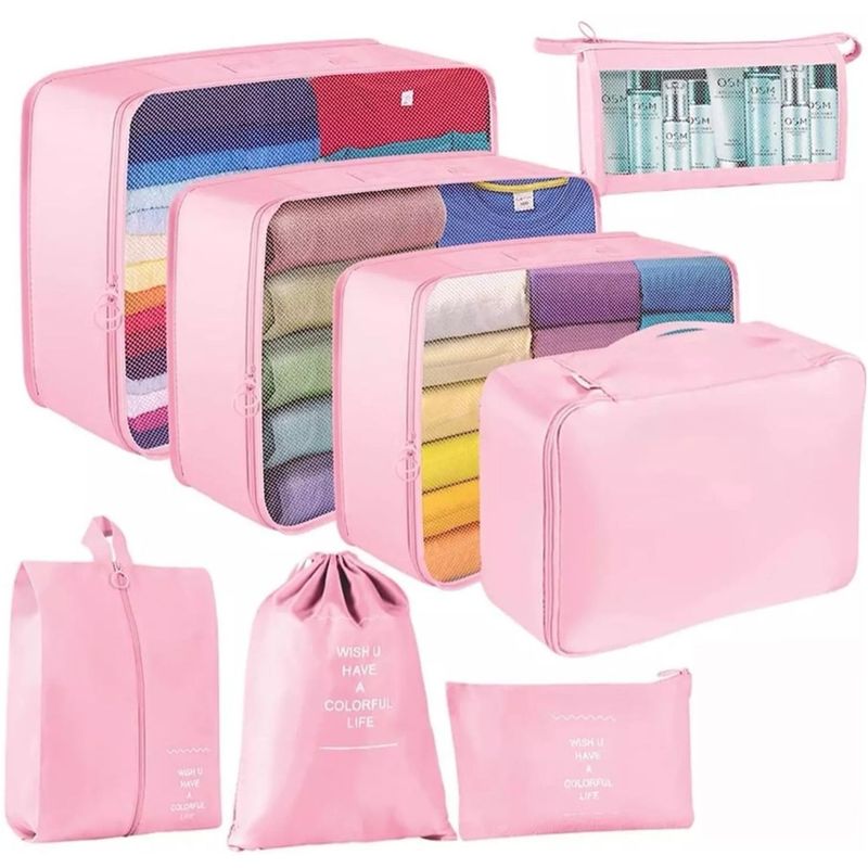 ONE PIXEL - Set Organizador De Viaje 8 Pcs Almacenador Ropa Rosado
