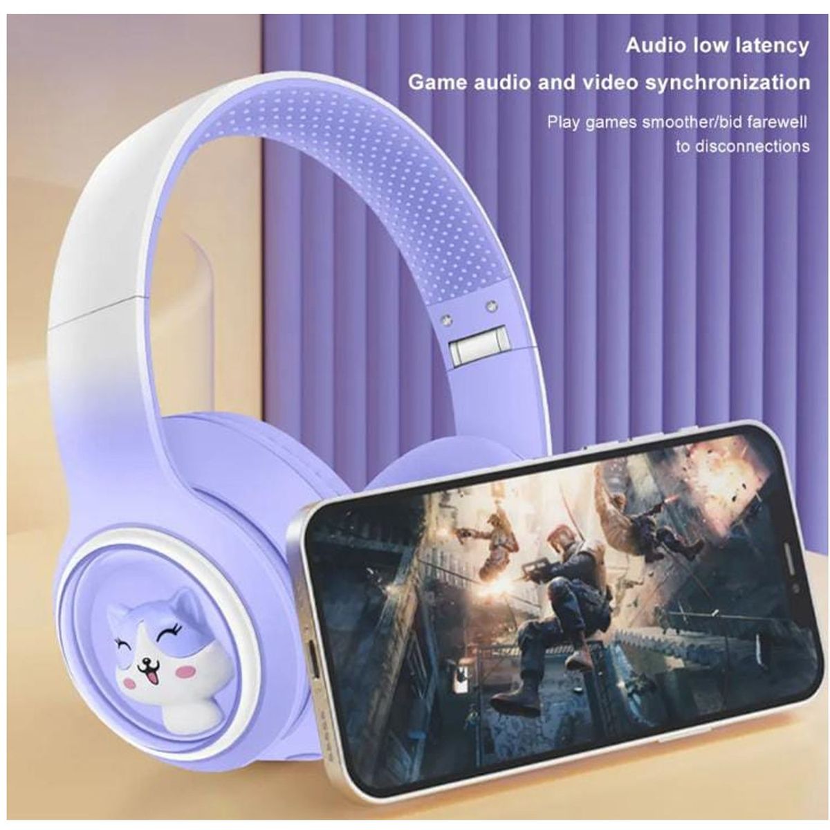 ONE PIXEL - Audifonos Diadema Bluetooth Figura Gatito Ajustable Musica AKZ-08 Mo