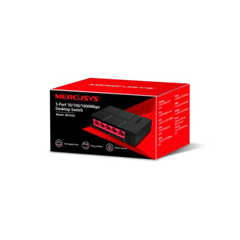 MERCUSYS - Switch Mercusys de escritorio NO administrable  de 5 puertos