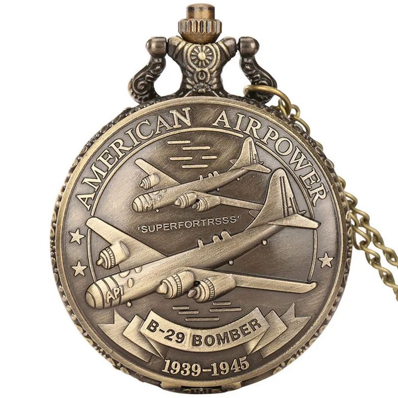 DAYOSHOP - Reloj Bolsillo Avion Fuerza Aerea Vintage Unisex  Estuche