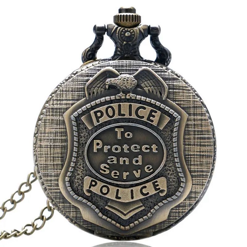 DAYOSHOP - Reloj Bolsillo Policia Escudo Vintage Unisex  Estuche