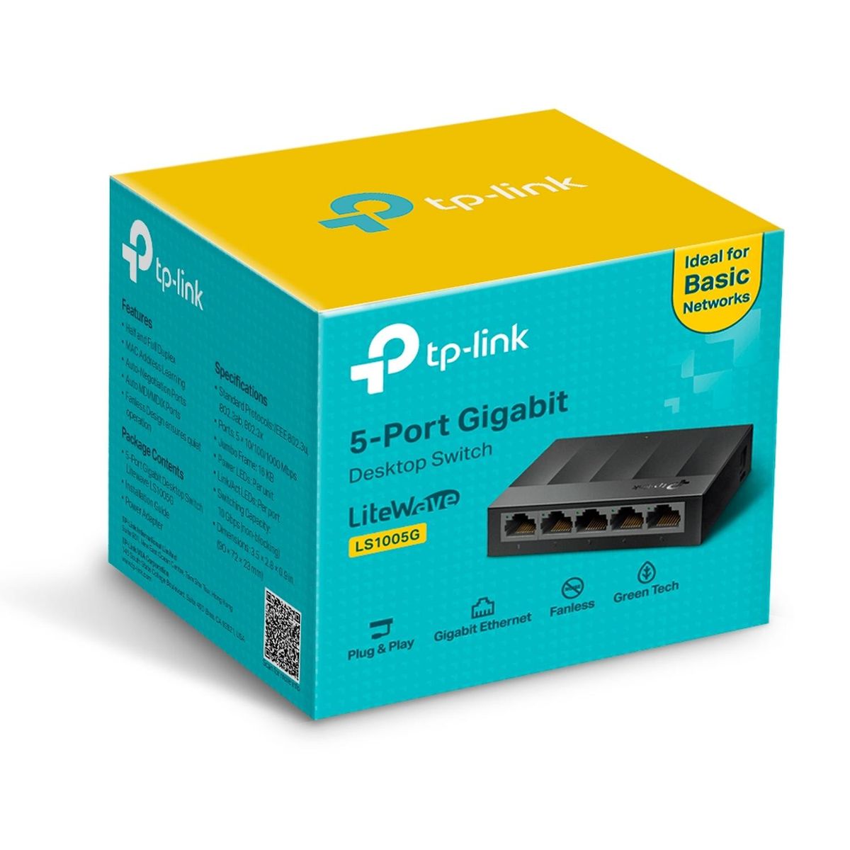 TP LINK - Switch TPLINK Gigabit de escritorio de 5 puertos, 10/100 /1000