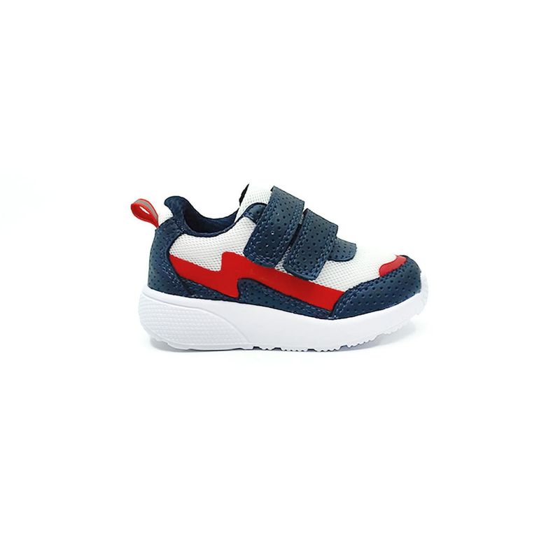 PAPOS - Tenis Bebés VelcroSport Blanco Azul - Crema_.