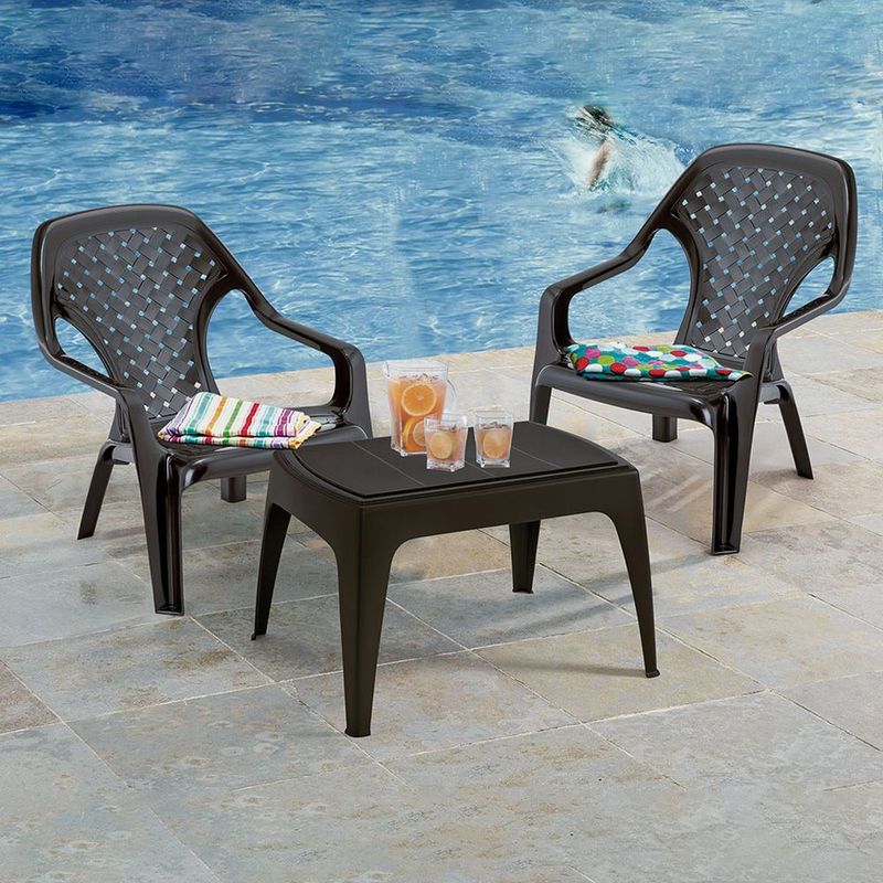 RIMAX - Combo Terraza RIMAX - WENGUE (1 Mesa de Centro + 2 Sillas Playeras)