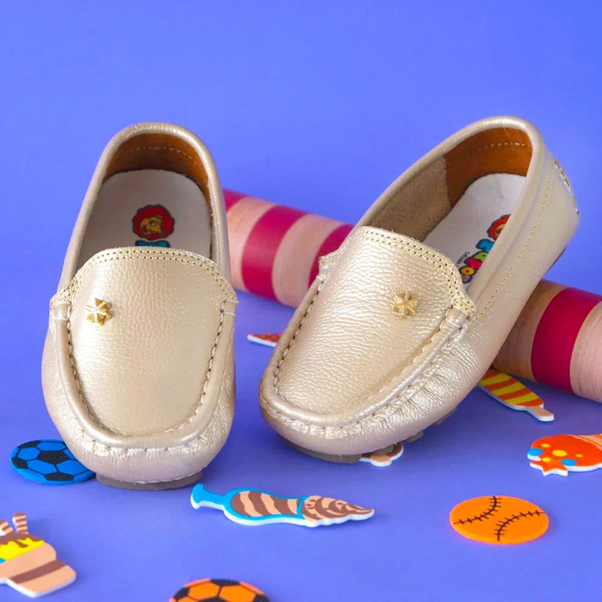 PAPOS - Mocasines para Niñas Golosina Dorado - Dorado