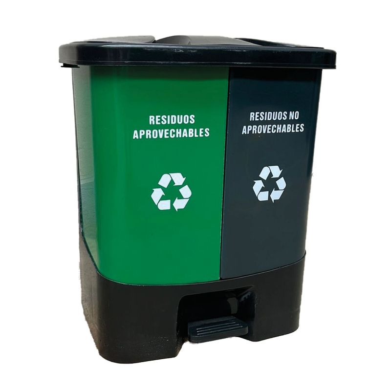 TRIPLE CLEAN - Canecas plásticas dobles para reciclaje 20 + 20 litros