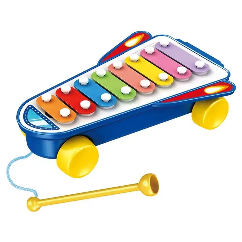 KIDSHOP - Xilófono De Ruedas Cohete Para Niños Azul He8034