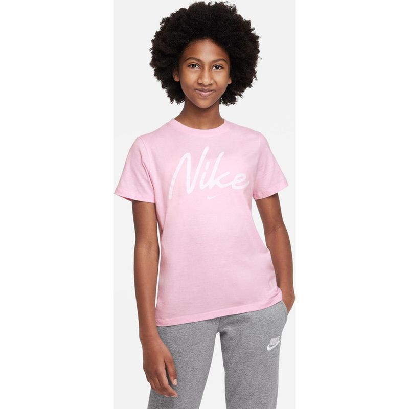 NIKE - Camiseta Niños Nike Tee Logo Script - Rosa